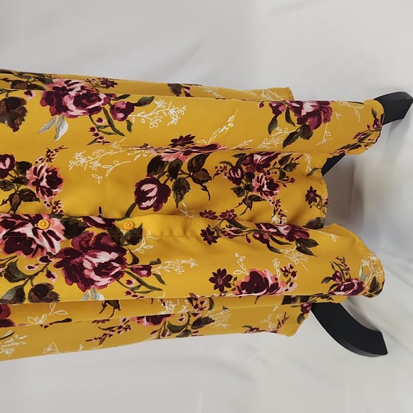 Time and Tru Mustard and Purple Floral Full Length Dress, XXL - Picture 6 of 10